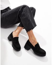 ASOS - – scribble – loafer aus em wildlederimitat mit dicker sohle und mittelhohem absatz - Lyst