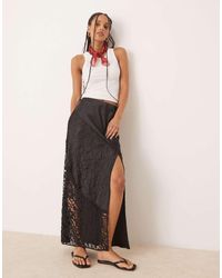 ASOS - Satin Crinkle And Lace High Split Maxi Skirt - Lyst