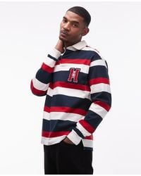 Tommy Hilfiger - Crest Chest Graphic Logo Striped Rugby Polo Shirt - Lyst