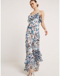 River Island - Floral Ruffle Embellished Maxi Dress - Lyst