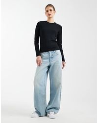ASOS - Cotton Long Sleeve Round Neck Top - Lyst