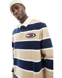 Tommy Hilfiger - Camicia stile rugby color sabbia a righe - Lyst