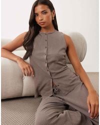 ASOS - Button Through Crew Neck Waistcoat Co-ord - Lyst