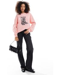 ASOS - Oversized Sweater With Cowboy Boot Graphic - Lyst