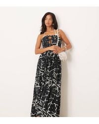 ASOS - Asos Design Petite Bandeau Lace-up Maxi Beach Dress With Linen - Lyst