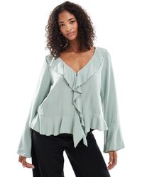 Vero Moda - Ruffle Trim Bell Sleeve Boho Blouse - Lyst