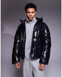 ASOS - Oversized Hoogglanzend Gewatteerd Jack - Lyst