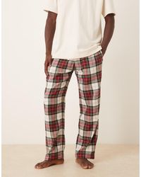 Abercrombie & Fitch - Pantalones De Pijama A Cuadros Rojos Y Color Crema De Franela De -Neutro - Lyst