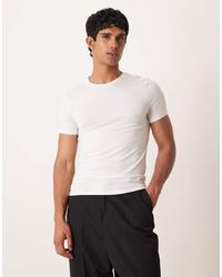 ASOS - Camiseta Blanca De Corte Slim De Algodón Supima Premium De - Lyst