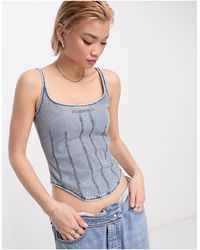 Weekday - Kelsey - top a corsetto slavato - Lyst
