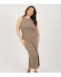 Brave Soul - Curve Crew Neck Bodycon Midi Dress - Lyst