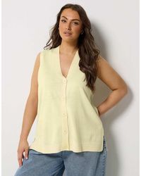 Yours Clothing - Knitted Button Front Vest Top - Lyst