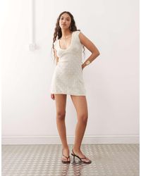 Motel - Mariza Crochet Knit Mini Dress - Lyst