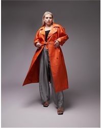 TOPSHOP - Curve Long-line Faux Leather Trench - Lyst
