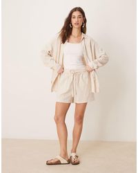 ASOS - Pantalones Cortos Sin Cierres De Tejido Efecto Lino De (Parte De Un Conjunto)-Neutro - Lyst