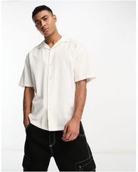 Pull&Bear - Linen Revere Collar Shirt - Lyst