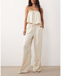 Pretty Lavish - Mix And Match Satin Wide Leg Pants - Lyst