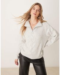 Jdy - Half Zip Cable Pullover Jumper - Lyst