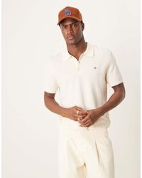 GANT - Polo Crema A Maniche Corte - Lyst