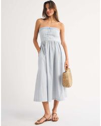 Abercrombie & Fitch - Bandeau A Line Midi Dress - Lyst