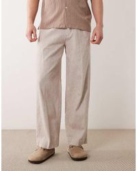 Abercrombie & Fitch - baggy Twill Linen Blend Trousers - Lyst