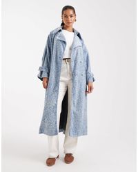 HUGO - Hugo Garena Oversized Hairy Denim Trench Coat - Lyst