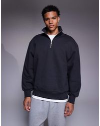 ASOS - Sudadera Gris Carbón Extragrande Con Capucha Y Cremallera Corta De Tejido Grueso De 400 G/M² Premium De - Lyst