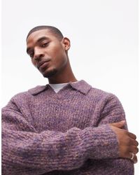 TOPMAN - Relaxed Open Collar Jumper - Lyst