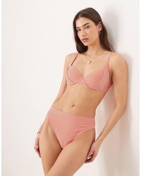 ASOS - Scarlet Stripe Azores High Waisted High Leg Bikini Bottom - Lyst