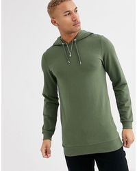 ASOS Muscle Longline Hoodie - Green