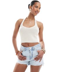 Stradivarius - Knit Halterneck Crop Top - Lyst