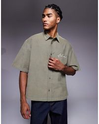 ASOS - Boxy Oversized Cord Shirt With Chest Embroidery - Lyst