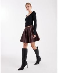 ONLY - Faux Leather Skater Skirt - Lyst
