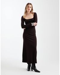 ASOS - Ribbed Square Neck Maxi Dress - Lyst