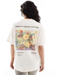 Pull&Bear - T-Shirt Écru Con Stampa Di Van Gogh - Lyst