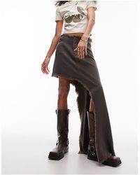 TOPSHOP - Denim Asymmetric Mini Skirt - Lyst