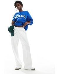 4th & Reckless - Cotton Embroidered Logo Seam Detail Wide Leg joggers - Lyst