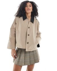 Vero Moda - Clean Cropped Trench Coat With Contrast Collar - Lyst