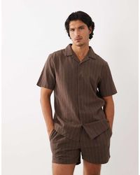 ASOS - Co-ord Regular Fit Linen Look Stripe Shirt - Lyst