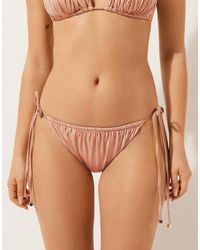 Calzedonia - Tie Brazilian Bikini Bottoms Shiny Satin - Lyst