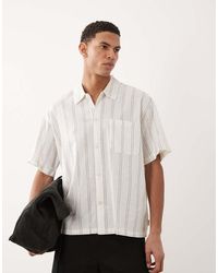 Jack & Jones - Linen Blend Cropped Short Sleeve Stripe Shirt - Lyst