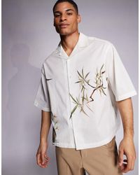 ASOS - Oversized Revere Shirt With Placement Print - Lyst