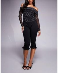 ASOS - Ponte Capri Pant With Mesh Ruffle Detail - Lyst