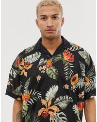 ASOS Revere Jersey Polo With Floral Print - Multicolour