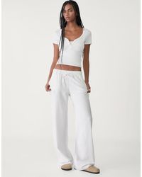 Stradivarius - Str Low Rise Linen Look Trouser - Lyst