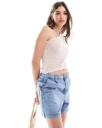 ASOS - Top A Rayas Rosas Asimétrico De Punto De - Lyst