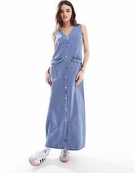Vero Moda - Denim Sleeveless Button Through Maxi Dress - Lyst