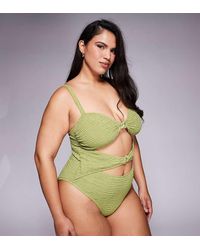 ASOS - Asos Design Curve Laurie Twist Front Chain Link Bandeau Swimsuit - Lyst