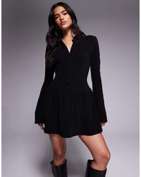ASOS - Mini-Jurk Van Corduroy Met Knoopsluiting En Verlaagde Taille - Lyst