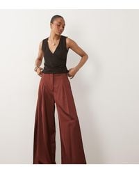ASOS - Tall Tailored Satin Wide Leg Trouser - Lyst